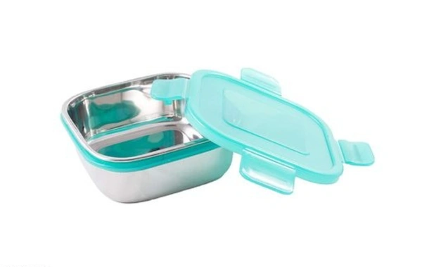 Stainless Steel Air - Tight With Easy Lock Lid Microwafe safe box / Containers (450ML) - Free Size, Stainless Steel, Container/ Bowls, Pack of1